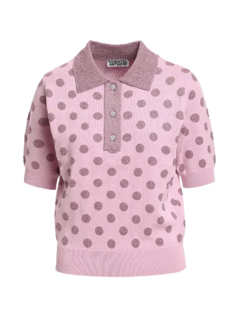 Essentiel Antwerp polka-dot knitted polo top