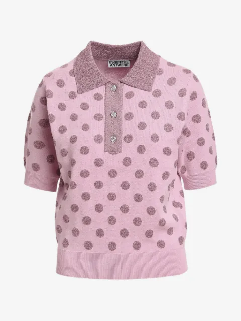 Essentiel Antwerp polka-dot knitted polo top