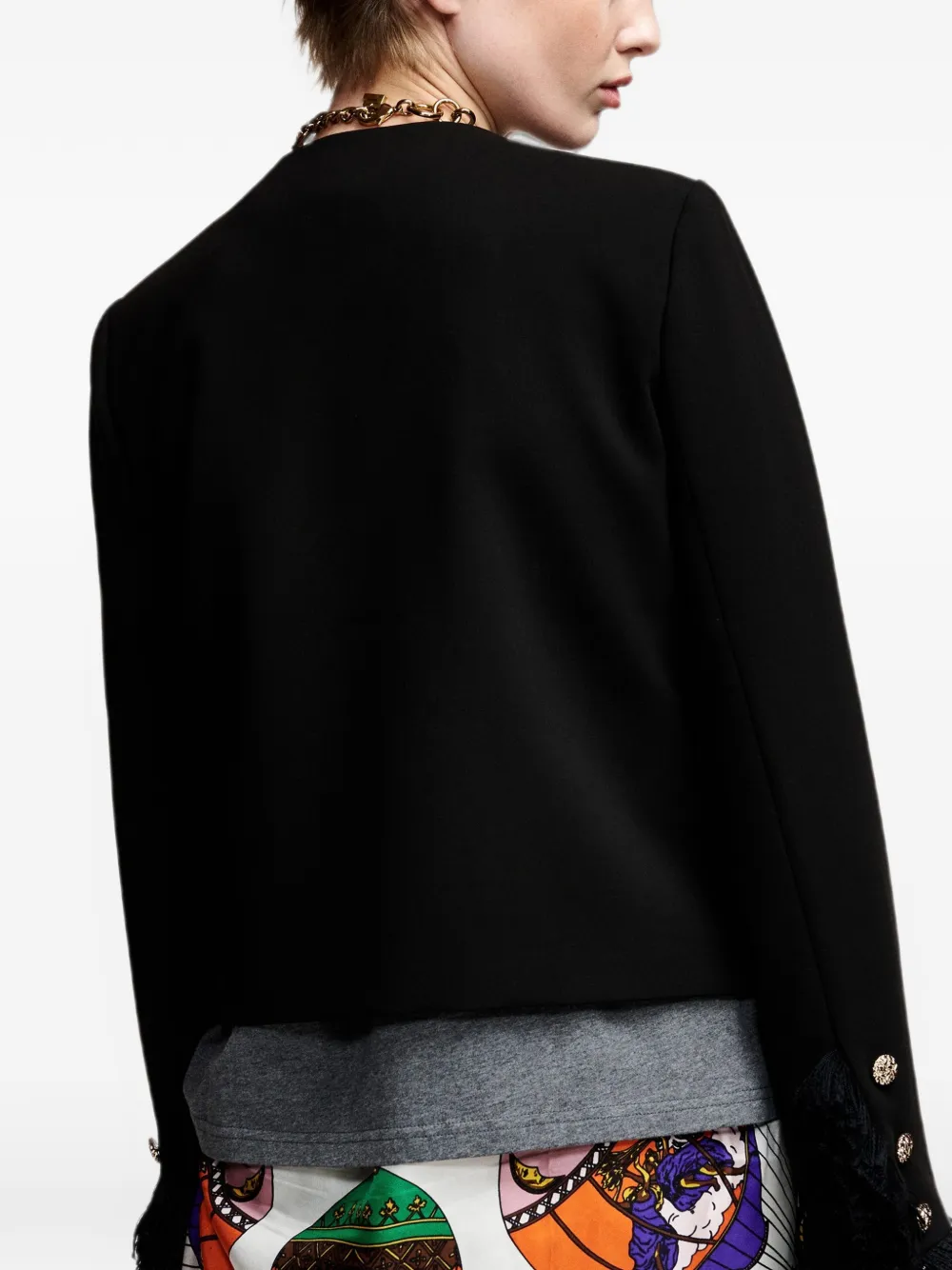 Essentiel Antwerp Kinetic fringed jacket Zwart