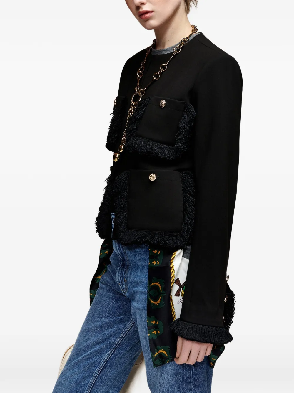Essentiel Antwerp Kinetic fringed jacket Zwart