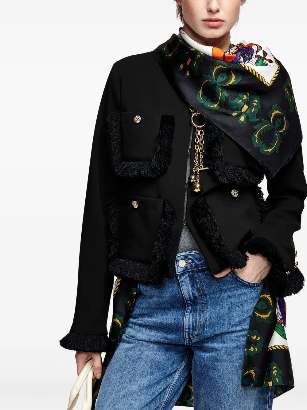 Essentiel Antwerp Kinetic fringed jacket Zwart