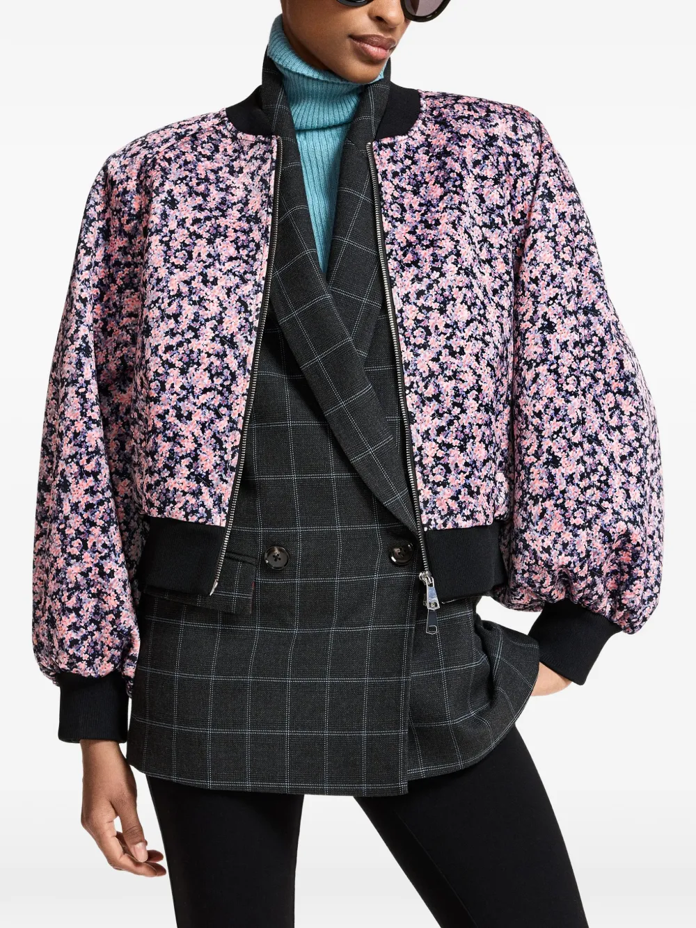 Essentiel Antwerp Kryo floral-print bomber jacket Roze