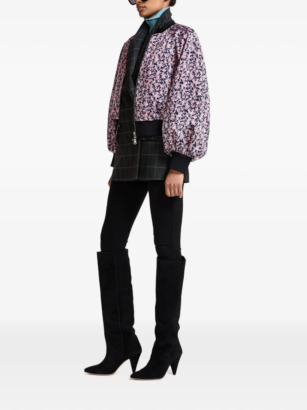 Essentiel Antwerp Kryo floral-print bomber jacket Roze