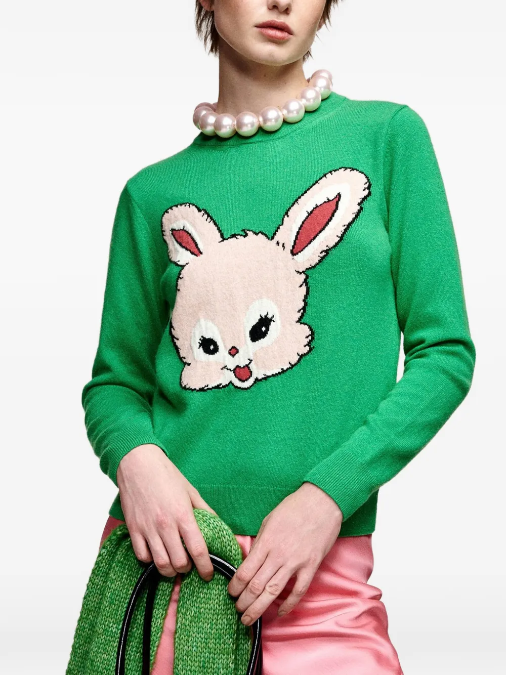 Essentiel Antwerp Trui met konijn-intarsia Groen