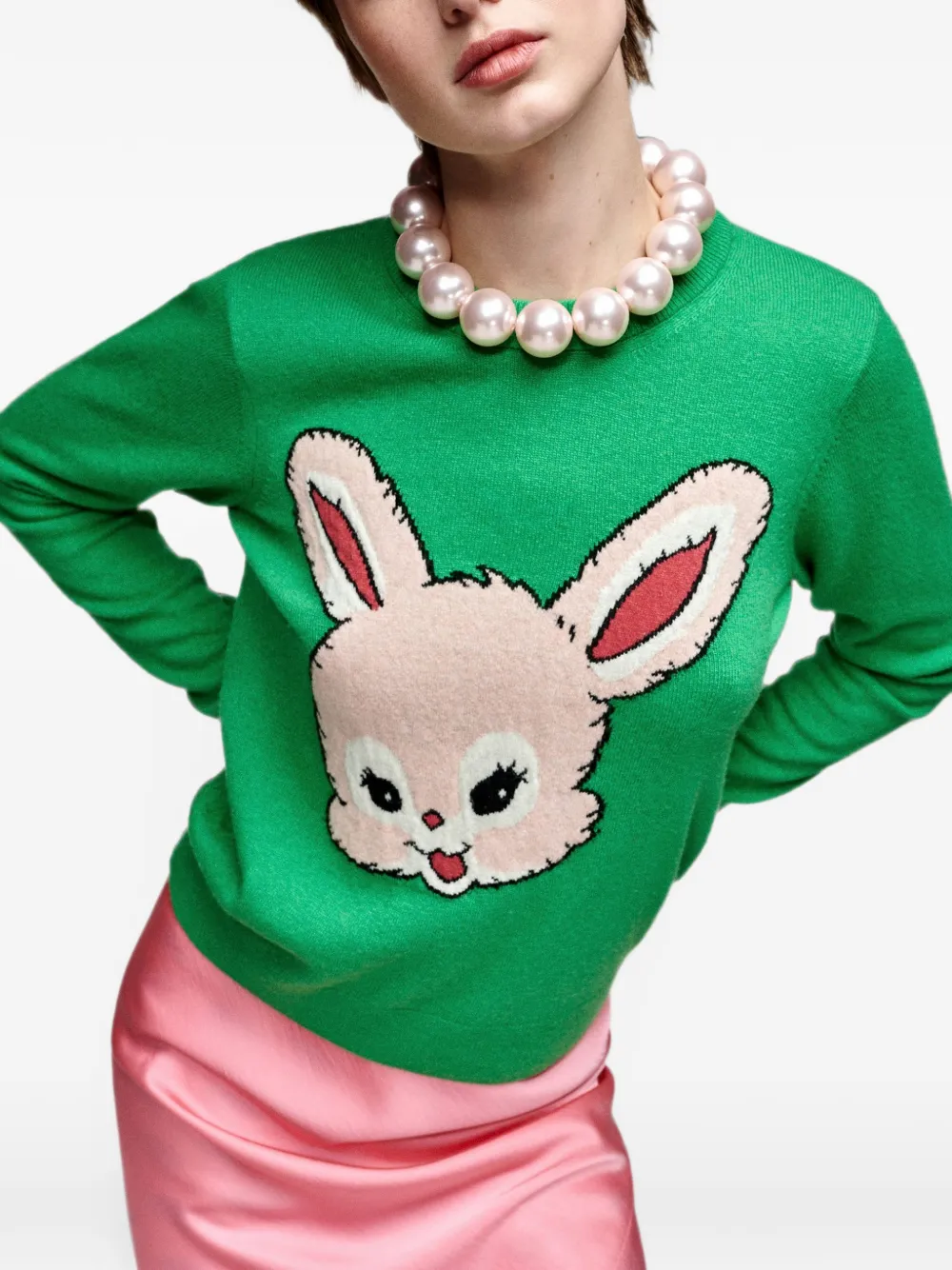 Essentiel Antwerp Trui met konijn-intarsia Groen