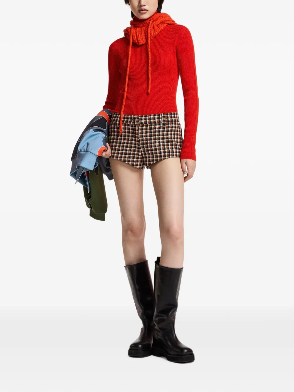 Essentiel Antwerp Geruite shorts van wolblend Bruin