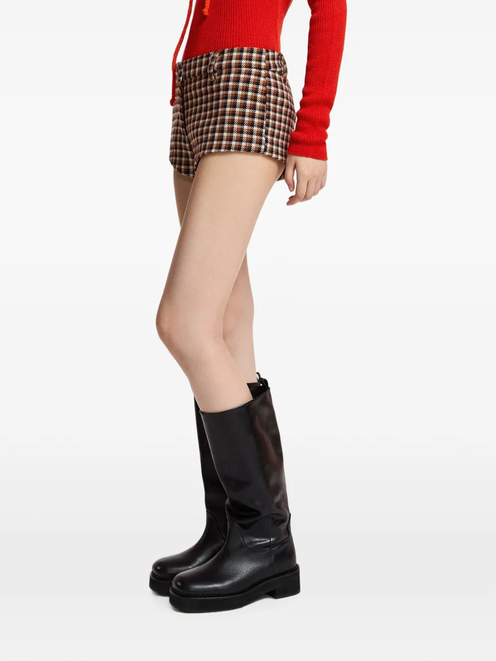 Essentiel Antwerp Geruite shorts van wolblend Bruin