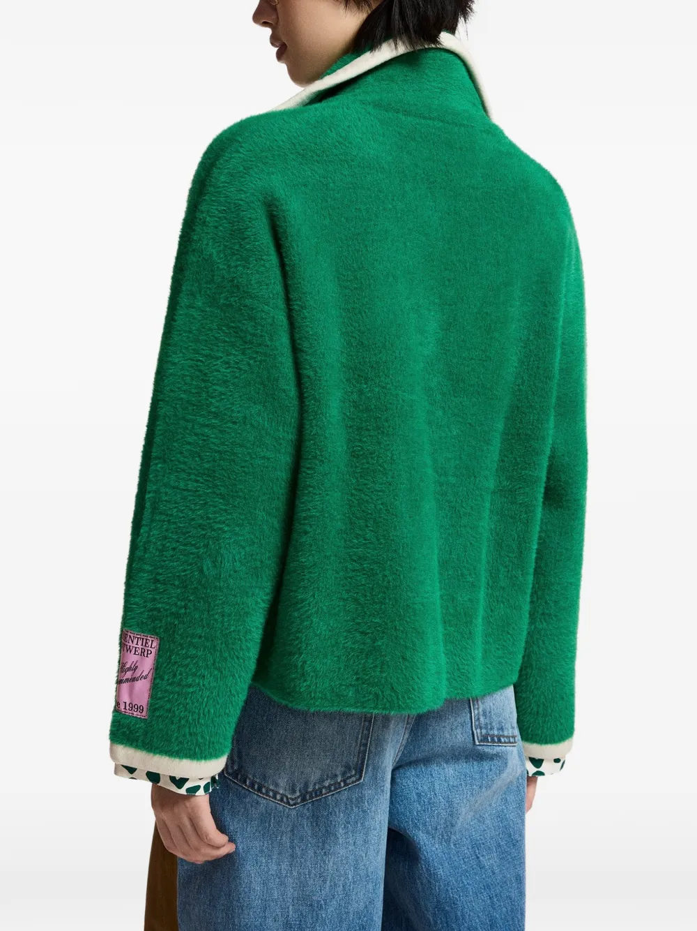 Essentiel Antwerp Kugar vest met dubbele rij knopen en lammy-effect Groen