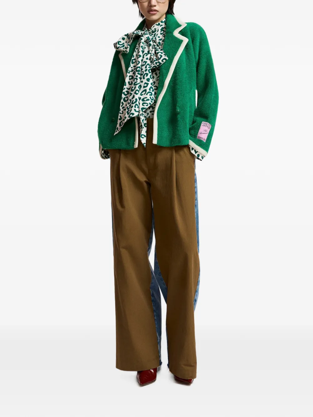 Essentiel Antwerp Kugar vest met dubbele rij knopen en lammy-effect Groen
