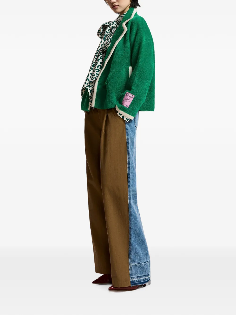 Essentiel Antwerp Kugar vest met dubbele rij knopen en lammy-effect Groen