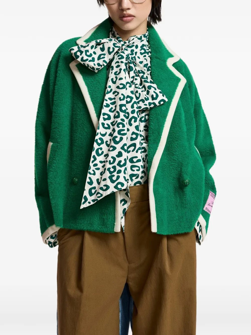 Essentiel Antwerp Kugar vest met dubbele rij knopen en lammy-effect Groen