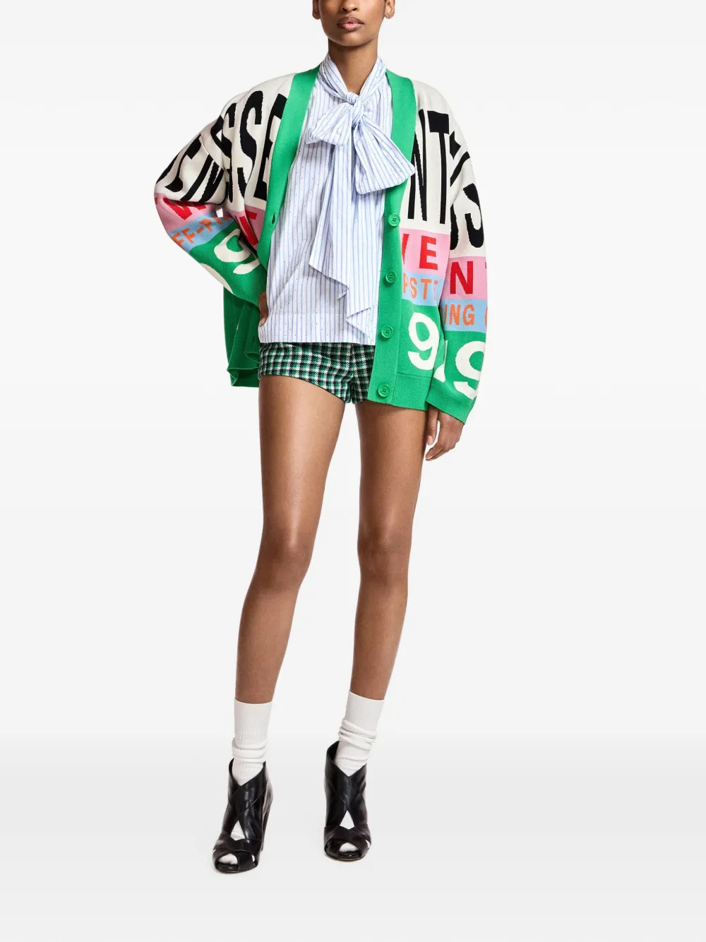 Essentiel Antwerp Kreezer vest met nummer-patroon Groen