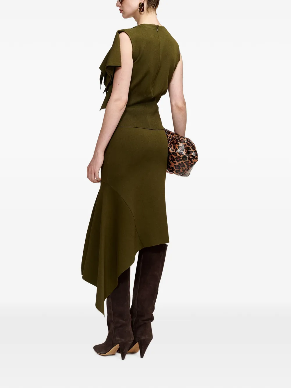 Essentiel Antwerp Kap asymmetrische midi-rok Groen