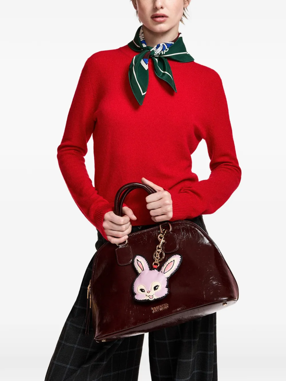 Essentiel Antwerp Kash trui met geribbelde afwerking Rood