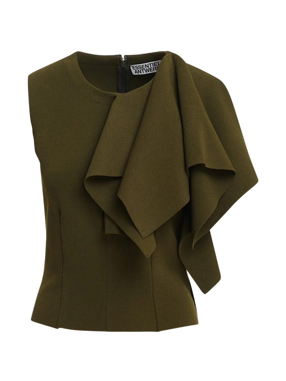 Essentiel Antwerp Know ruffled asymmetric-neckline top - Verde