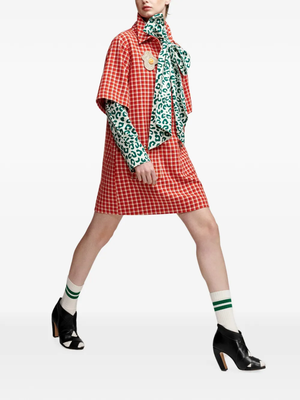 Essentiel Antwerp Kooky geruite mini-jurk met A-lijn Rood