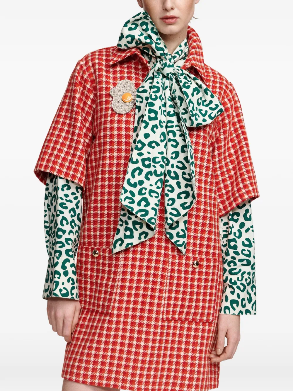 Essentiel Antwerp Kooky geruite mini-jurk met A-lijn Rood