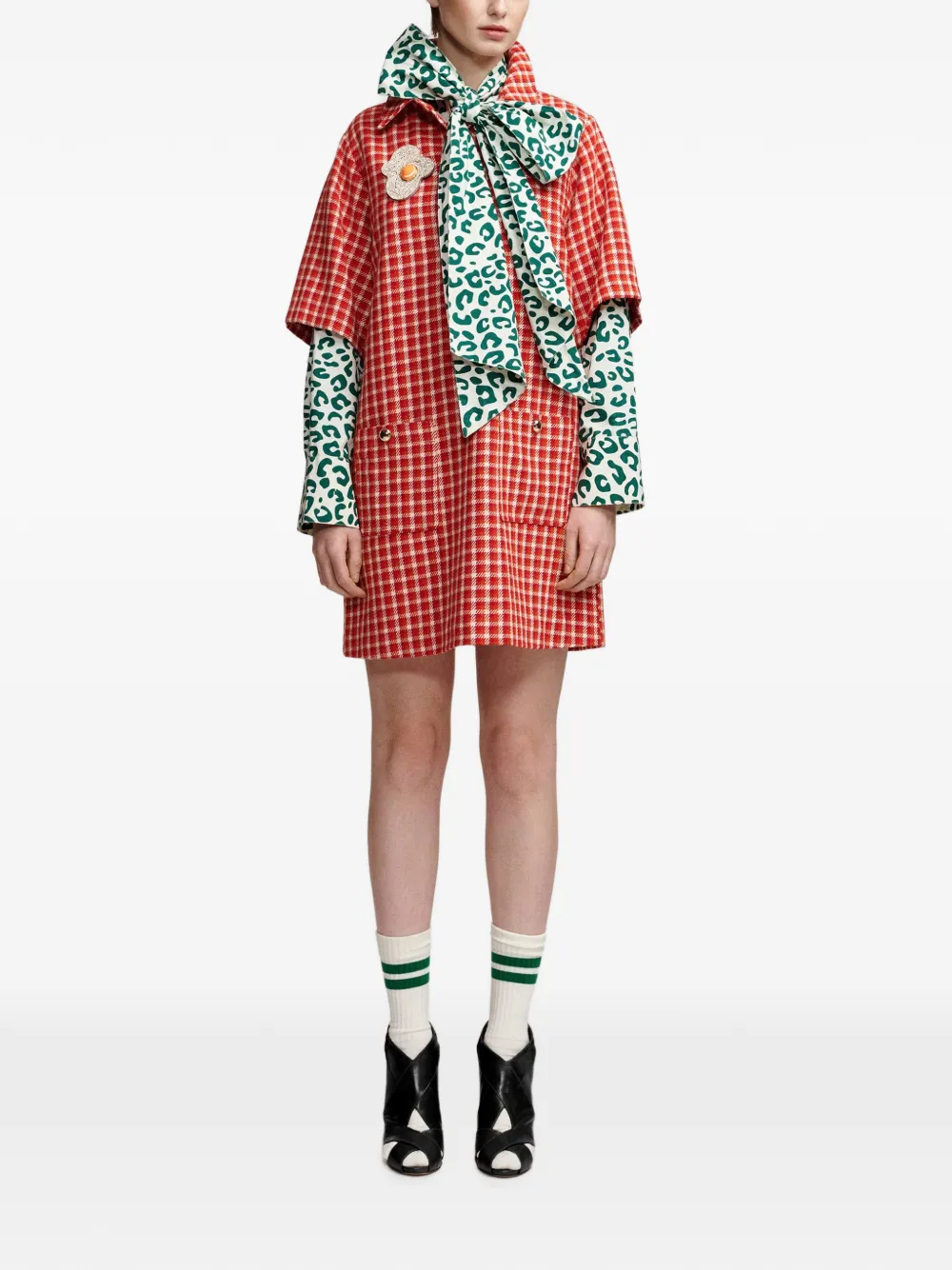 Essentiel Antwerp Kooky geruite mini-jurk met A-lijn Rood