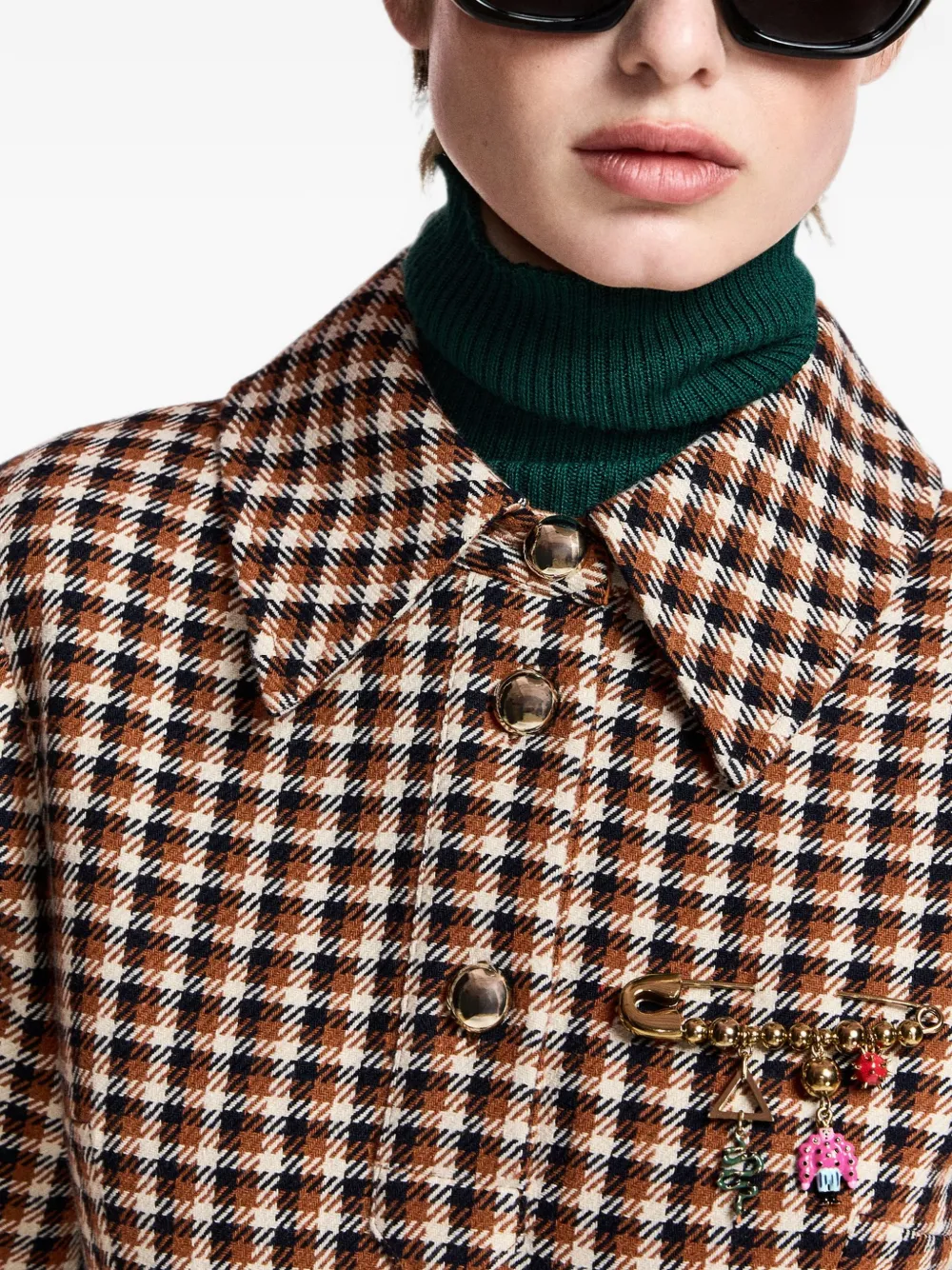 Essentiel Antwerp Geruite midi-jurk met ceintuur Bruin