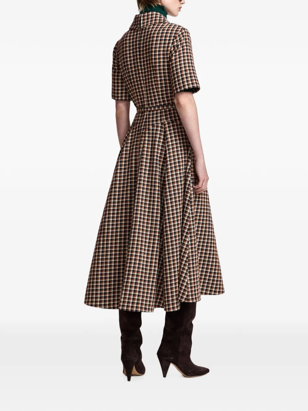 Essentiel Antwerp Geruite midi-jurk met ceintuur Bruin