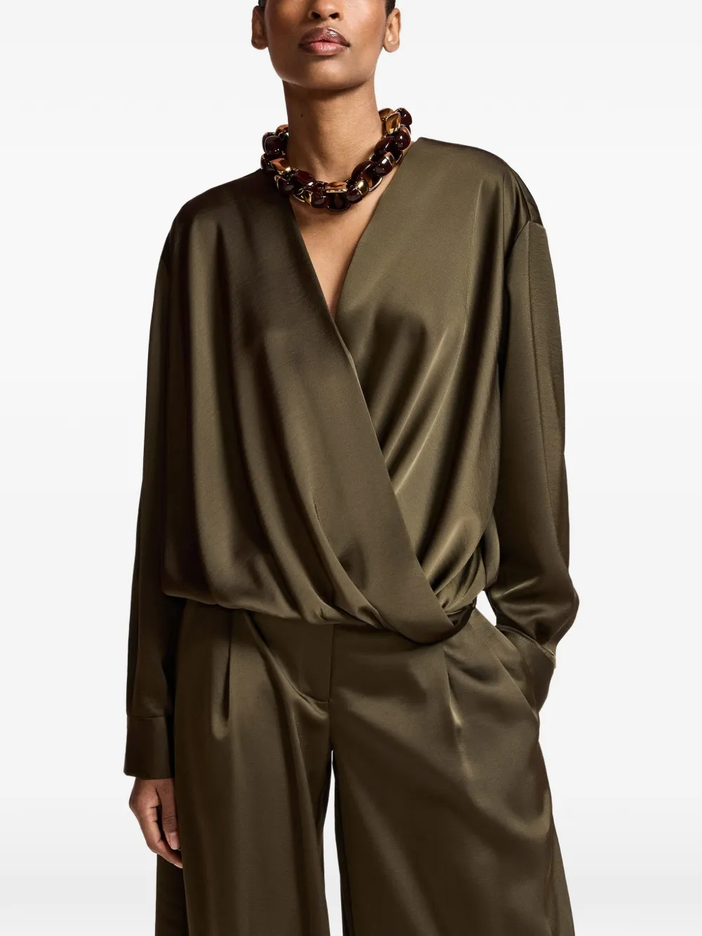 Essentiel Antwerp Kolkwitzia wrap-style blouse Groen