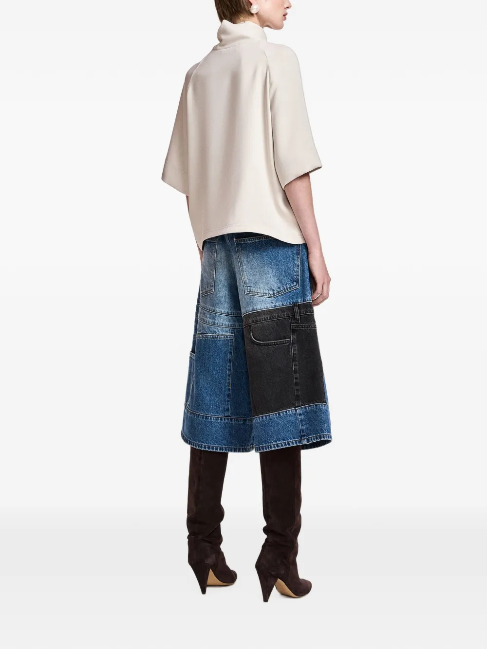 Essentiel Antwerp tie-neck raglan-sleeve blouse Beige