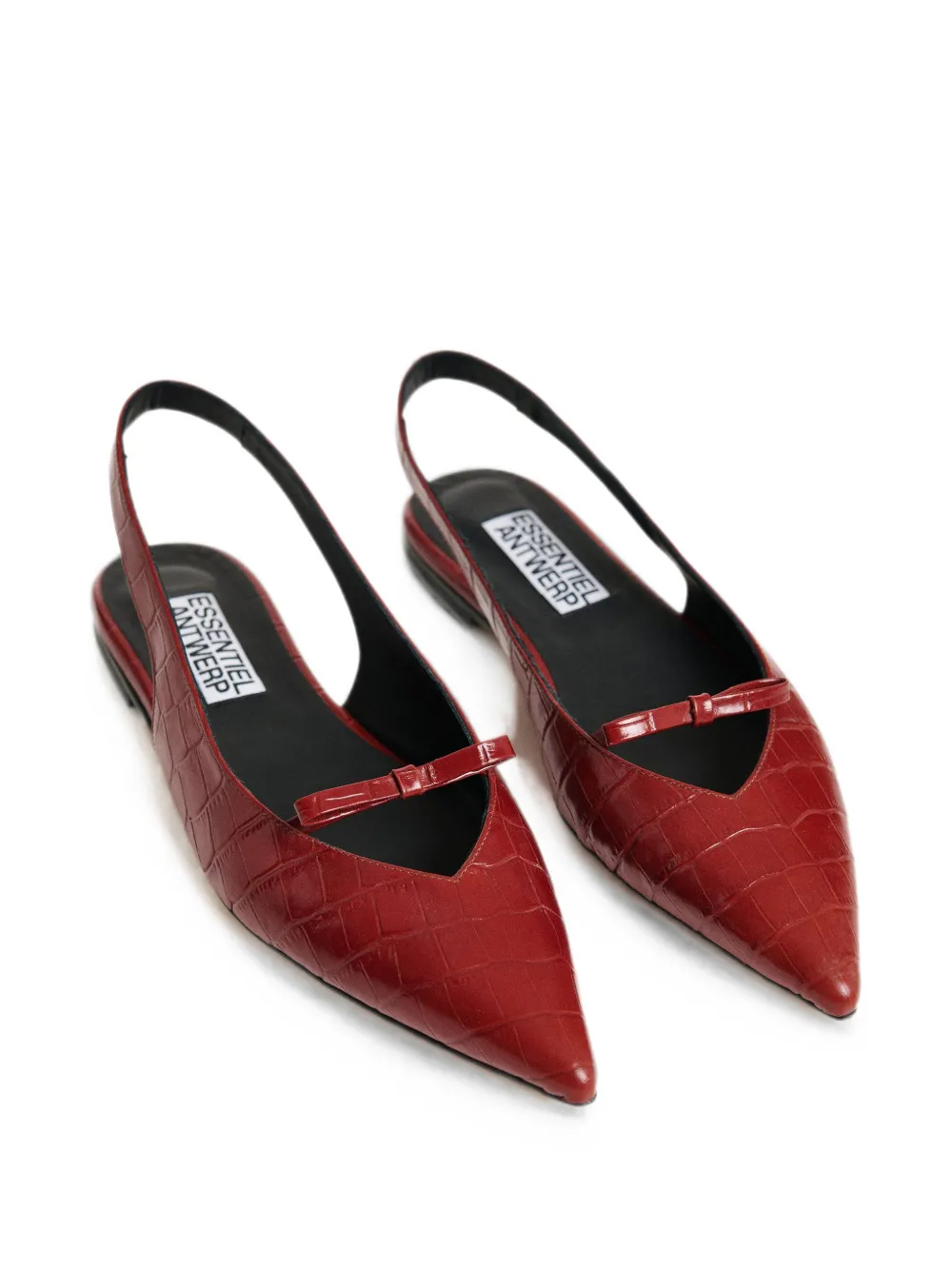 Essentiel Antwerp Klat4 croc-effect slingback ballet flats Rood