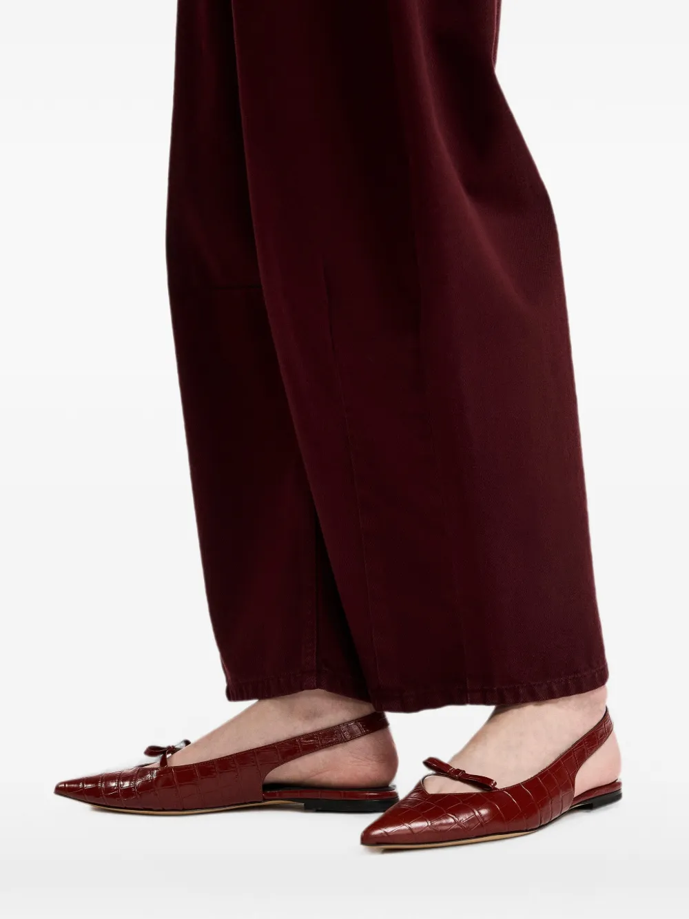 Essentiel Antwerp Klat4 croc-effect slingback ballet flats Rood
