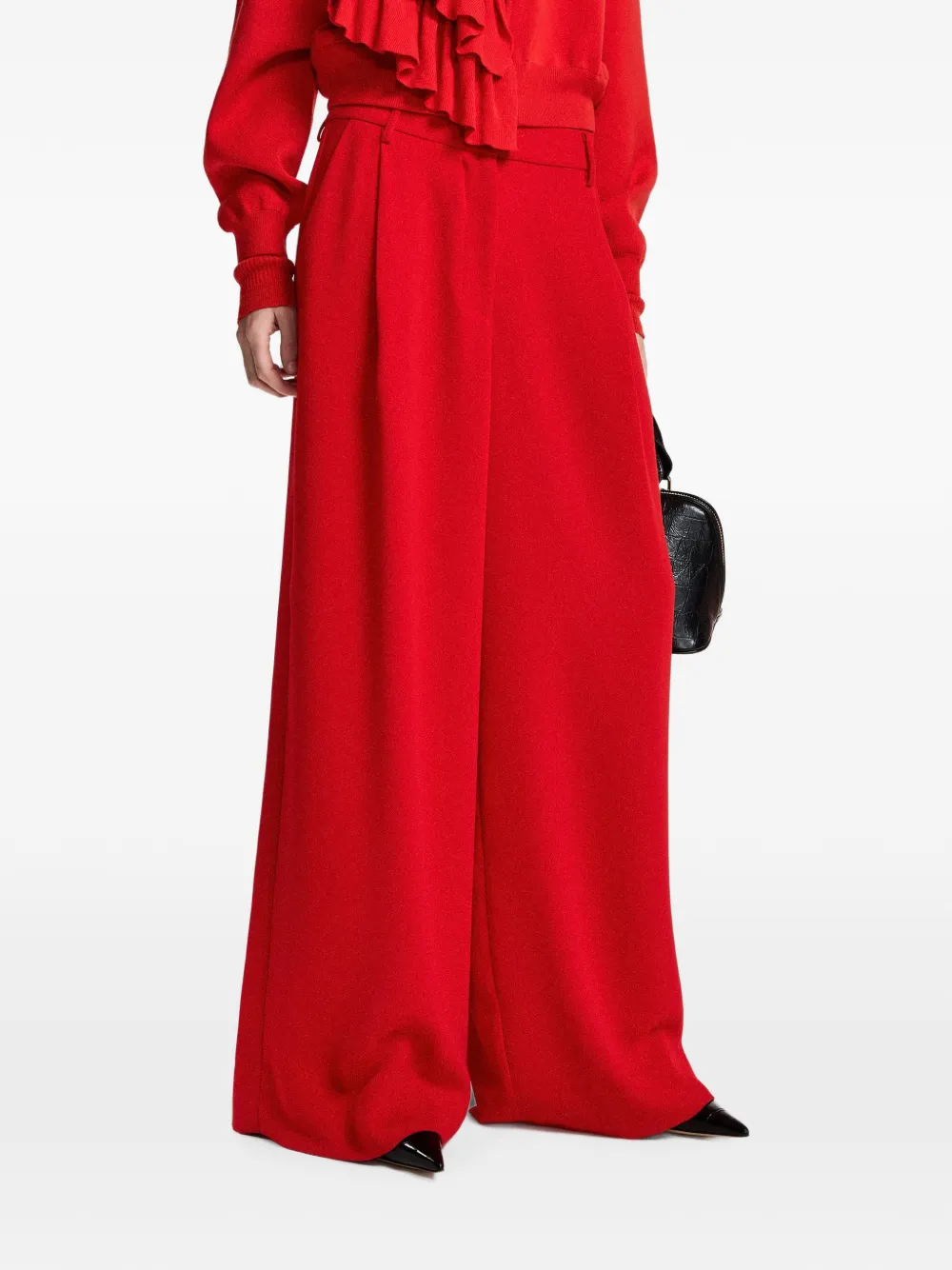 Essentiel Antwerp Kelsea pleated wide-leg trousers Rood