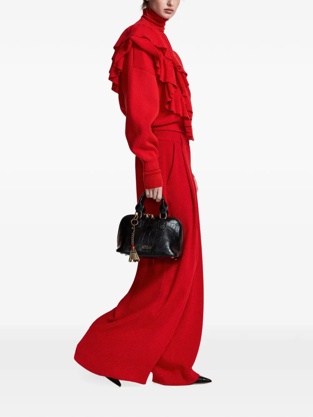 Essentiel Antwerp Kelsea pleated wide-leg trousers Rood
