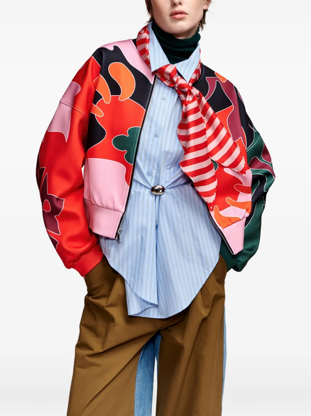 Essentiel Antwerp Kiva bomberjack met bloemenprint Rood