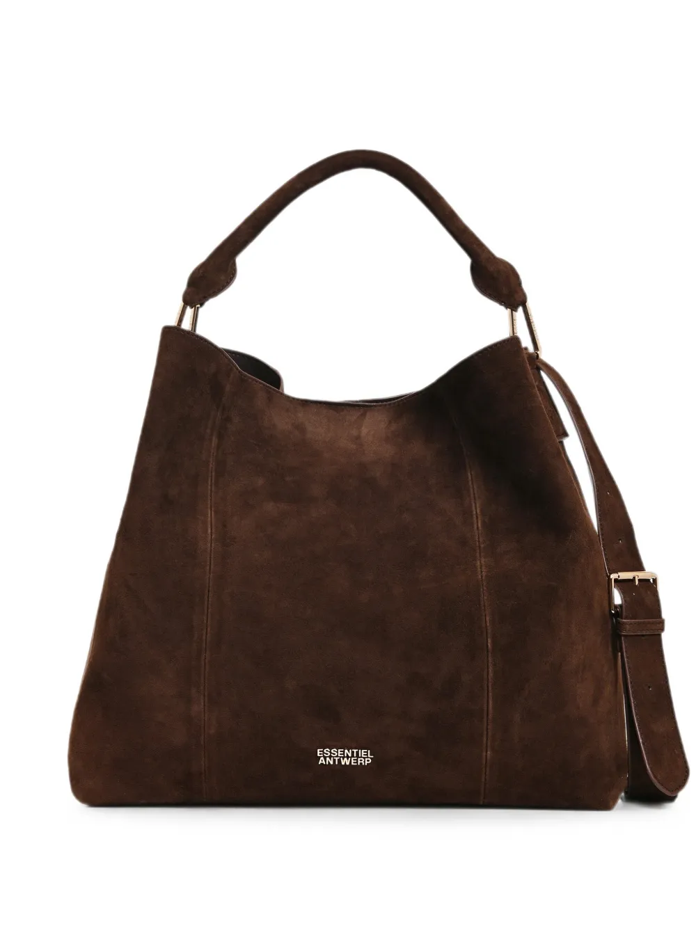 Essentiel Antwerp Kroon Schultertasche aus Wildleder - Braun