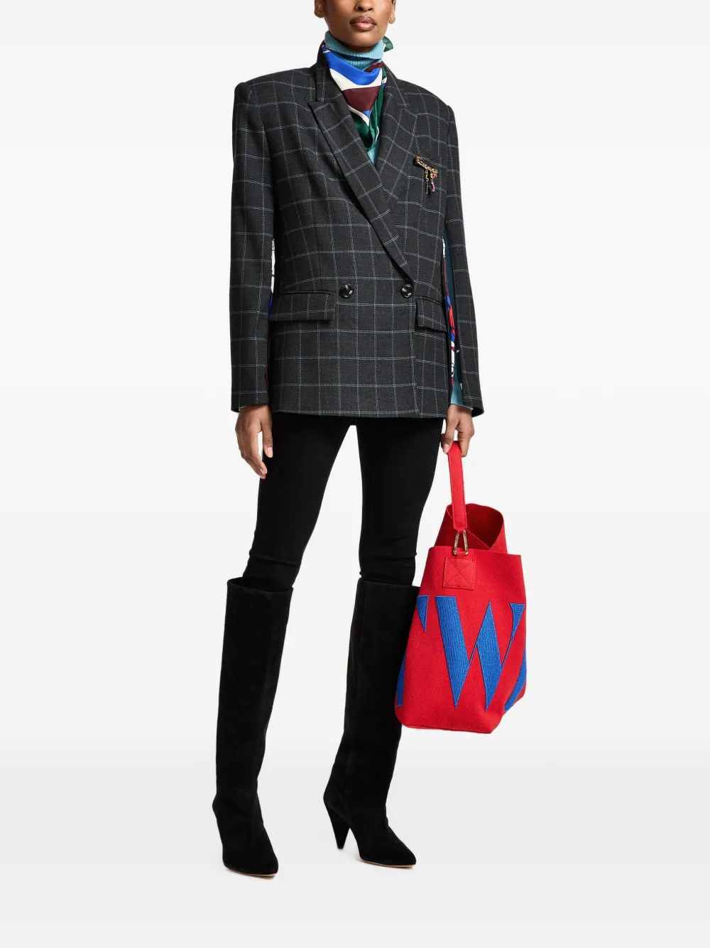 Essentiel Antwerp Kendra geruite blazer met dubbele rij knopen Grijs