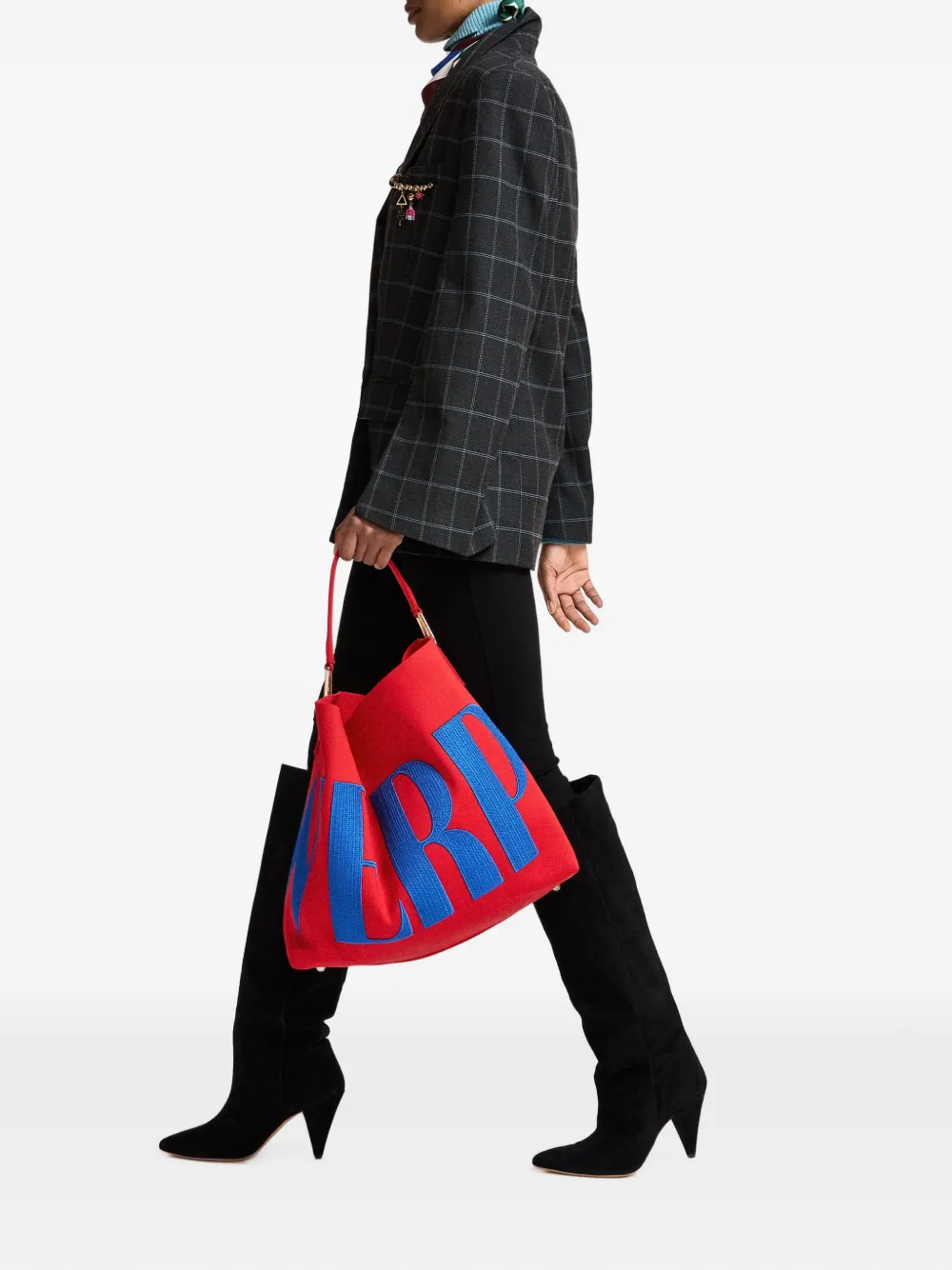 Essentiel Antwerp Kendra geruite blazer met dubbele rij knopen Grijs
