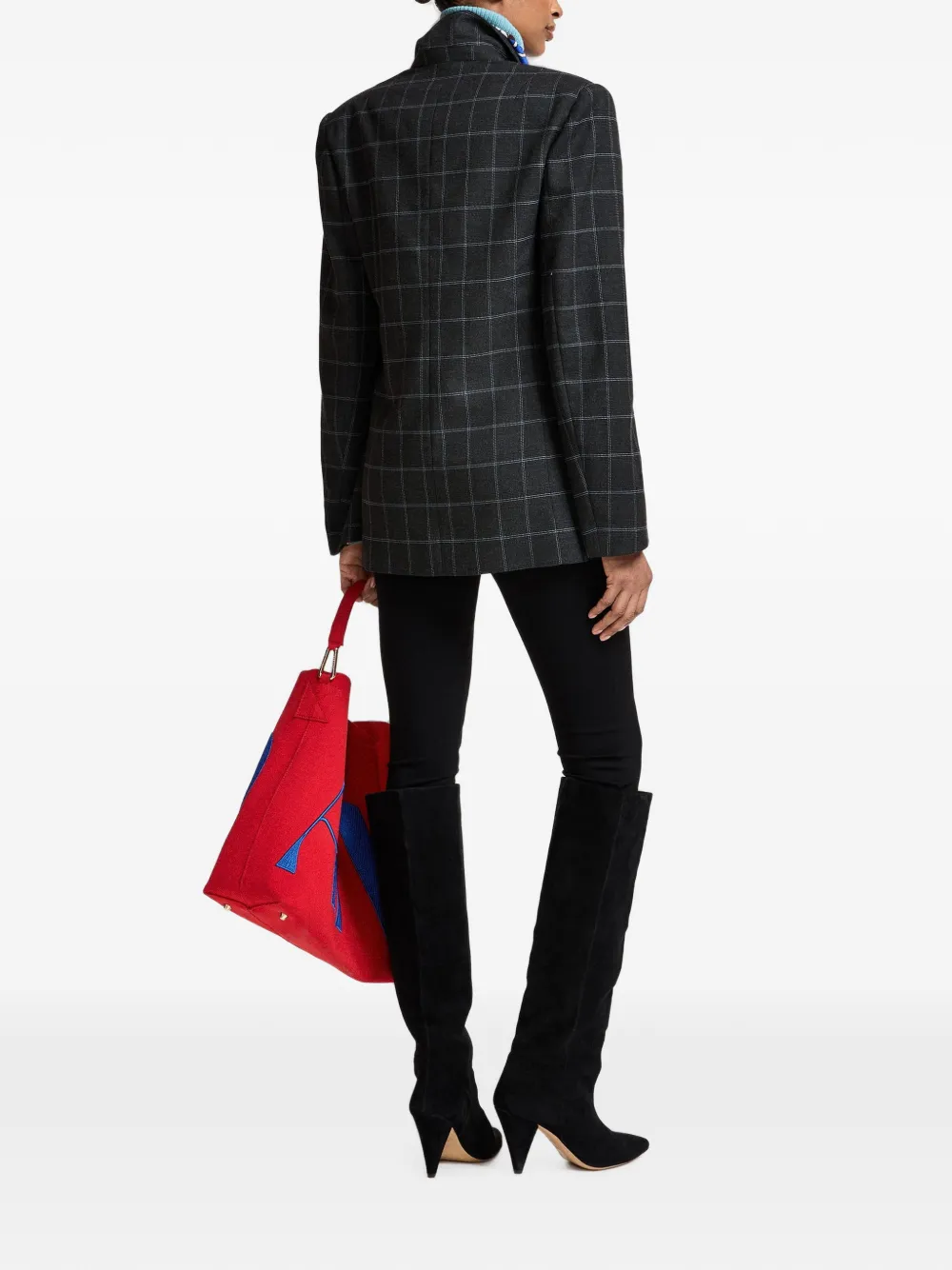 Essentiel Antwerp Kendra geruite blazer met dubbele rij knopen Grijs
