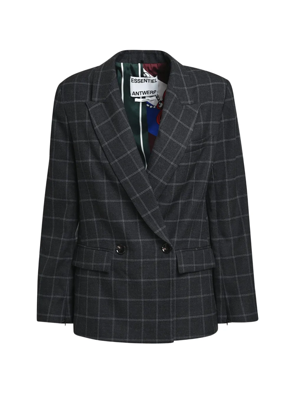 Essentiel Antwerp Blazer doppiopetto Kendra a quadri - Grigio