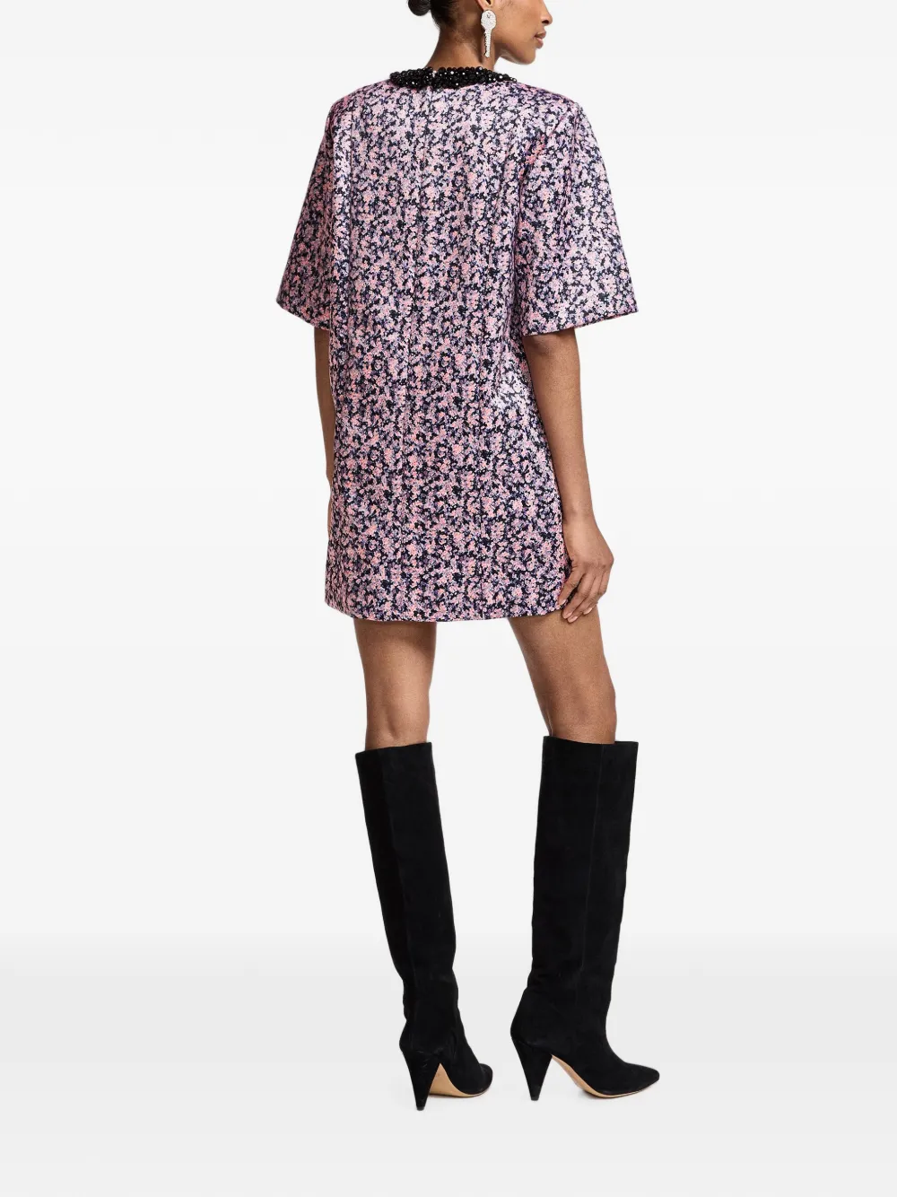 Essentiel Antwerp Kaylin mini-jurk verfraaid met kralen en bloemen-print Roze
