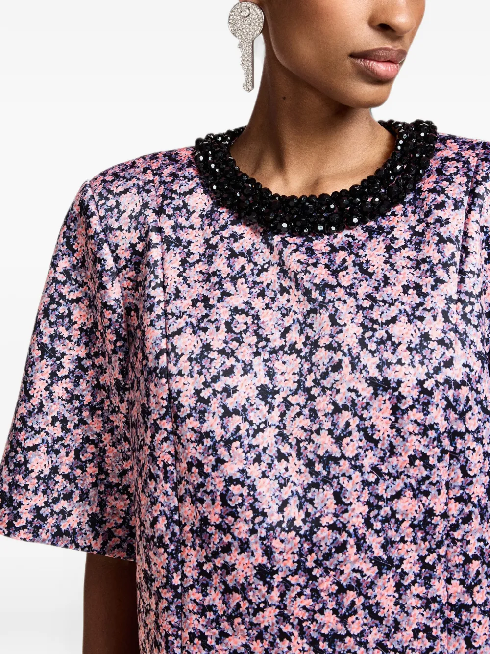 Essentiel Antwerp Kaylin mini-jurk verfraaid met kralen en bloemen-print Roze