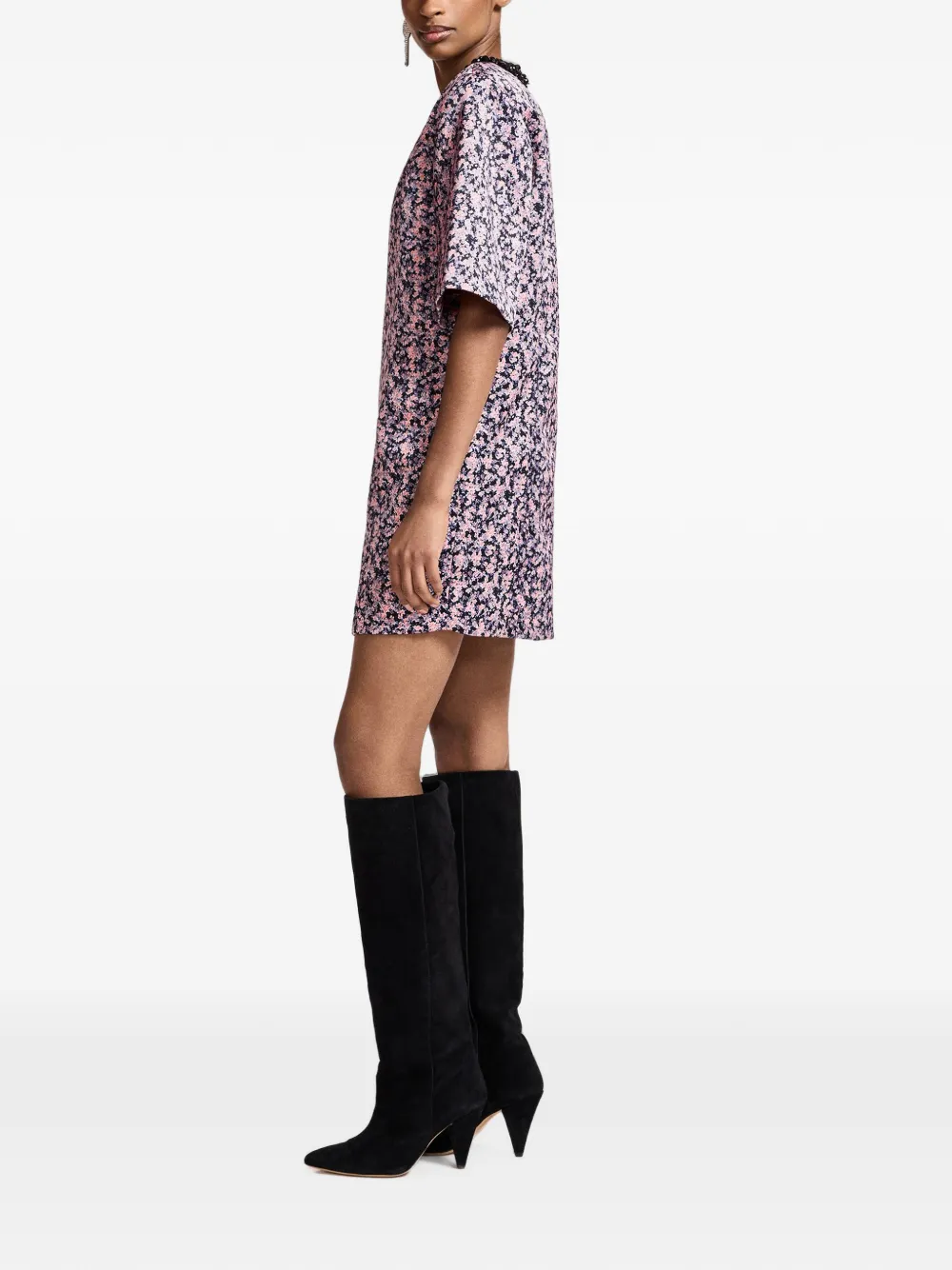 Essentiel Antwerp Kaylin mini-jurk verfraaid met kralen en bloemen-print Roze