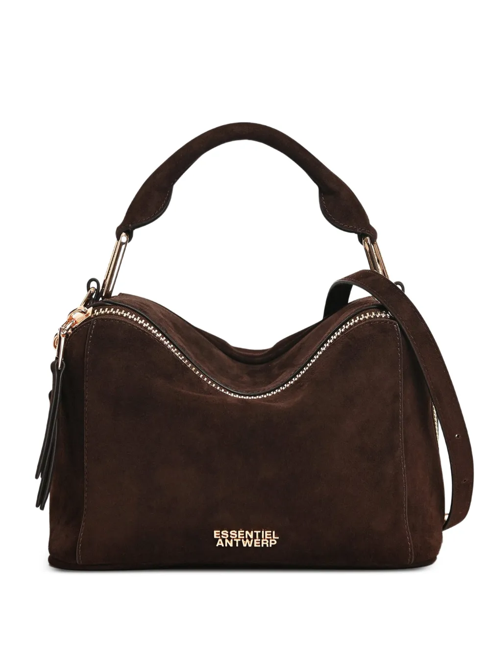 Essentiel Antwerp Karin Suede Tote Bag In Brown