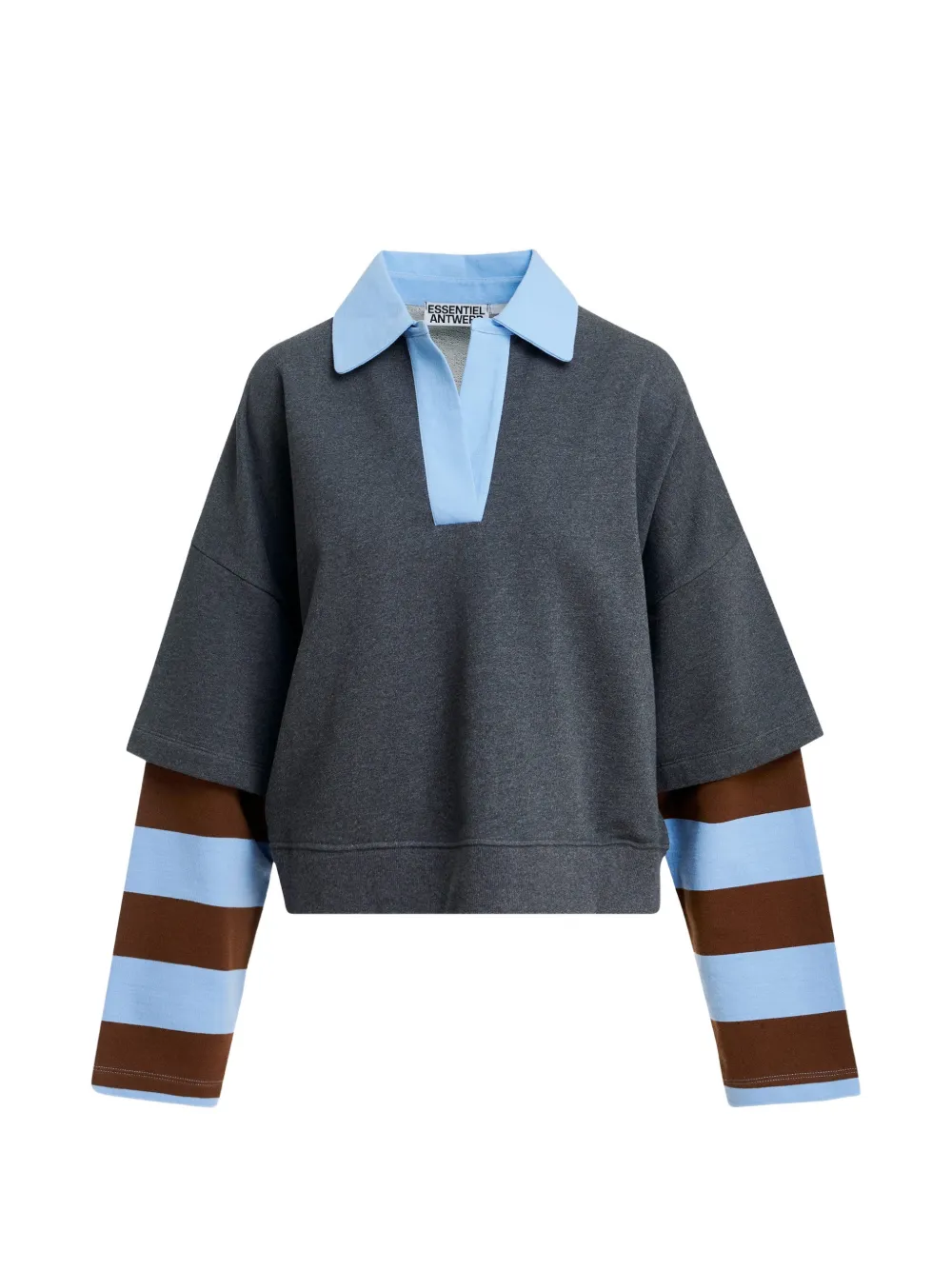 Essentiel Antwerp Kantelou Sweatshirt mit Polokragen - Grau
