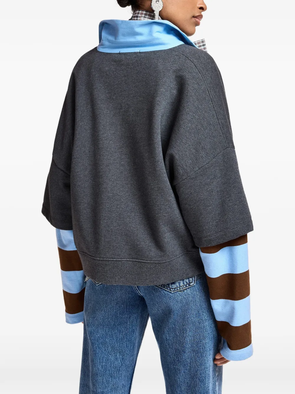 Essentiel Antwerp Gelaagde sweater met gestreepte mouwen Grijs