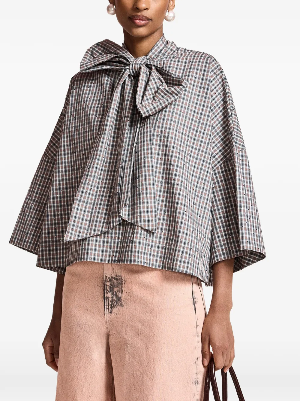 Essentiel Antwerp Blouse verfraaid met stras en strik Grijs