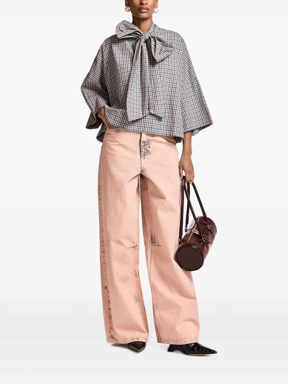 Essentiel Antwerp Blouse verfraaid met stras en strik Grijs