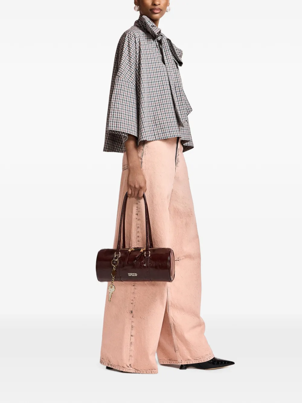 Essentiel Antwerp Blouse verfraaid met stras en strik Grijs