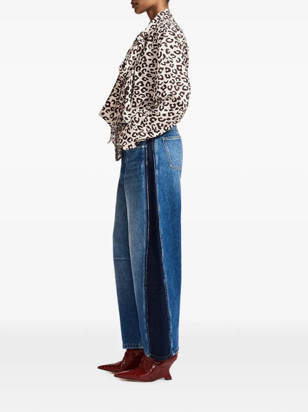 Essentiel Antwerp leopard-print pussy-bow shirt