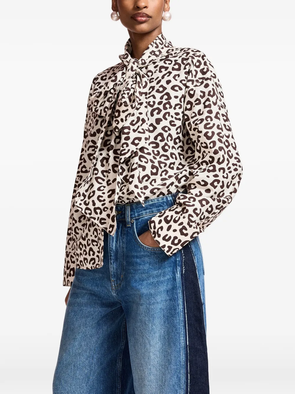 Essentiel Antwerp Blouse met luipaardprint Beige