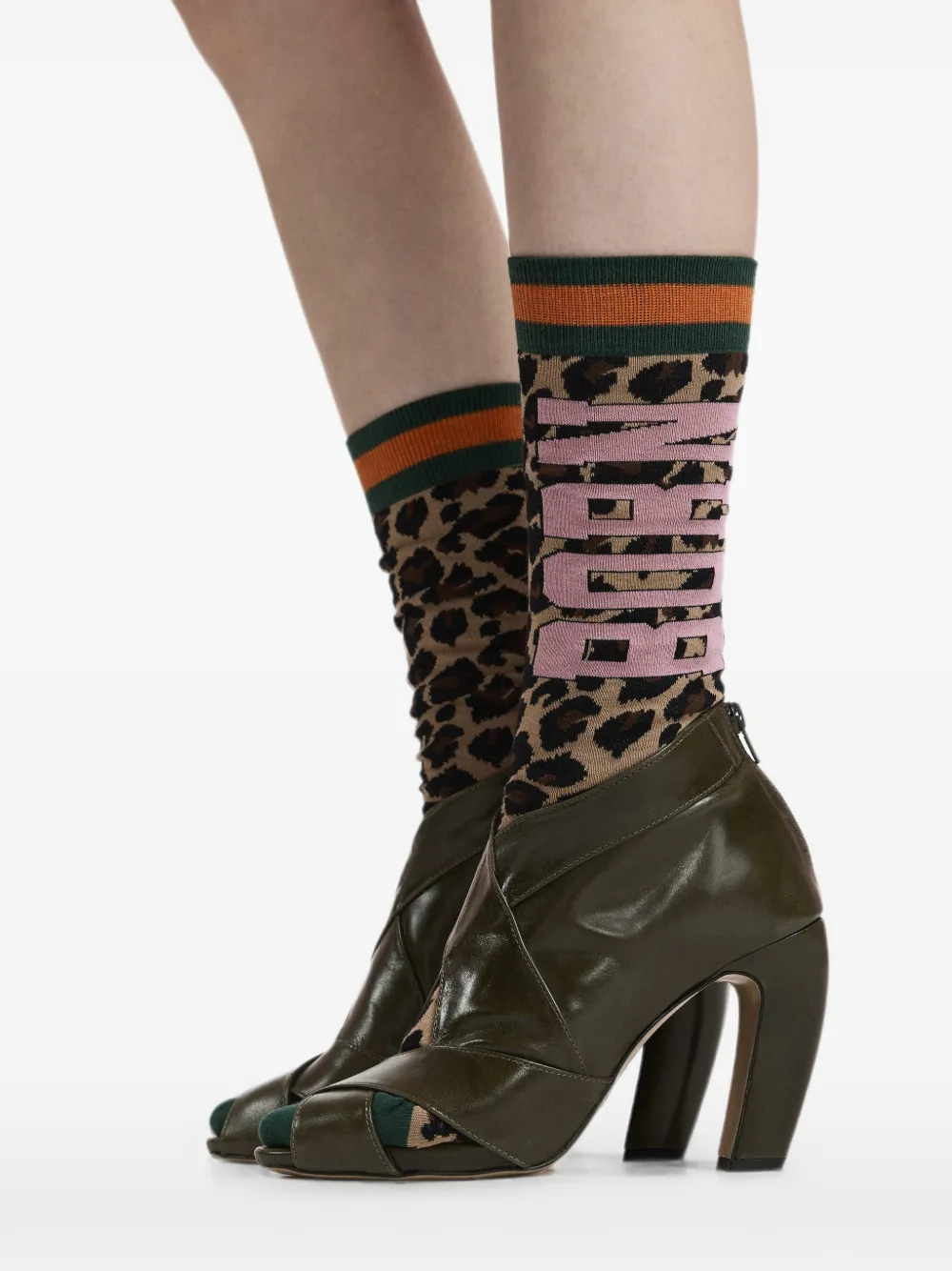 Essentiel Antwerp peep-toe block-heel heeled sandals Groen