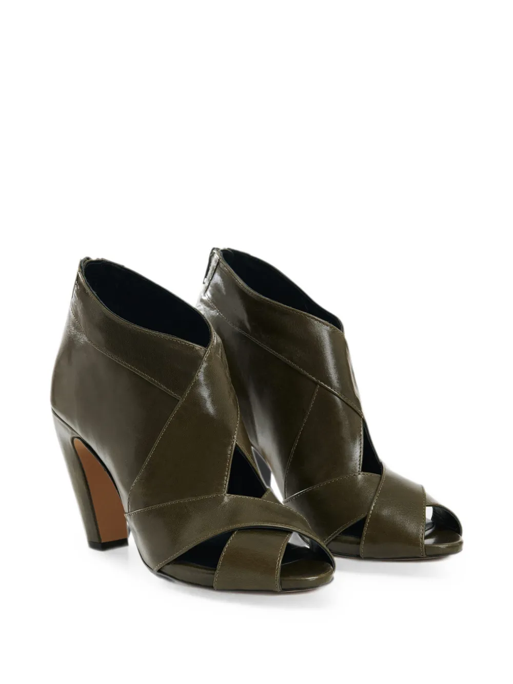Essentiel Antwerp peep-toe block-heel heeled sandals Groen