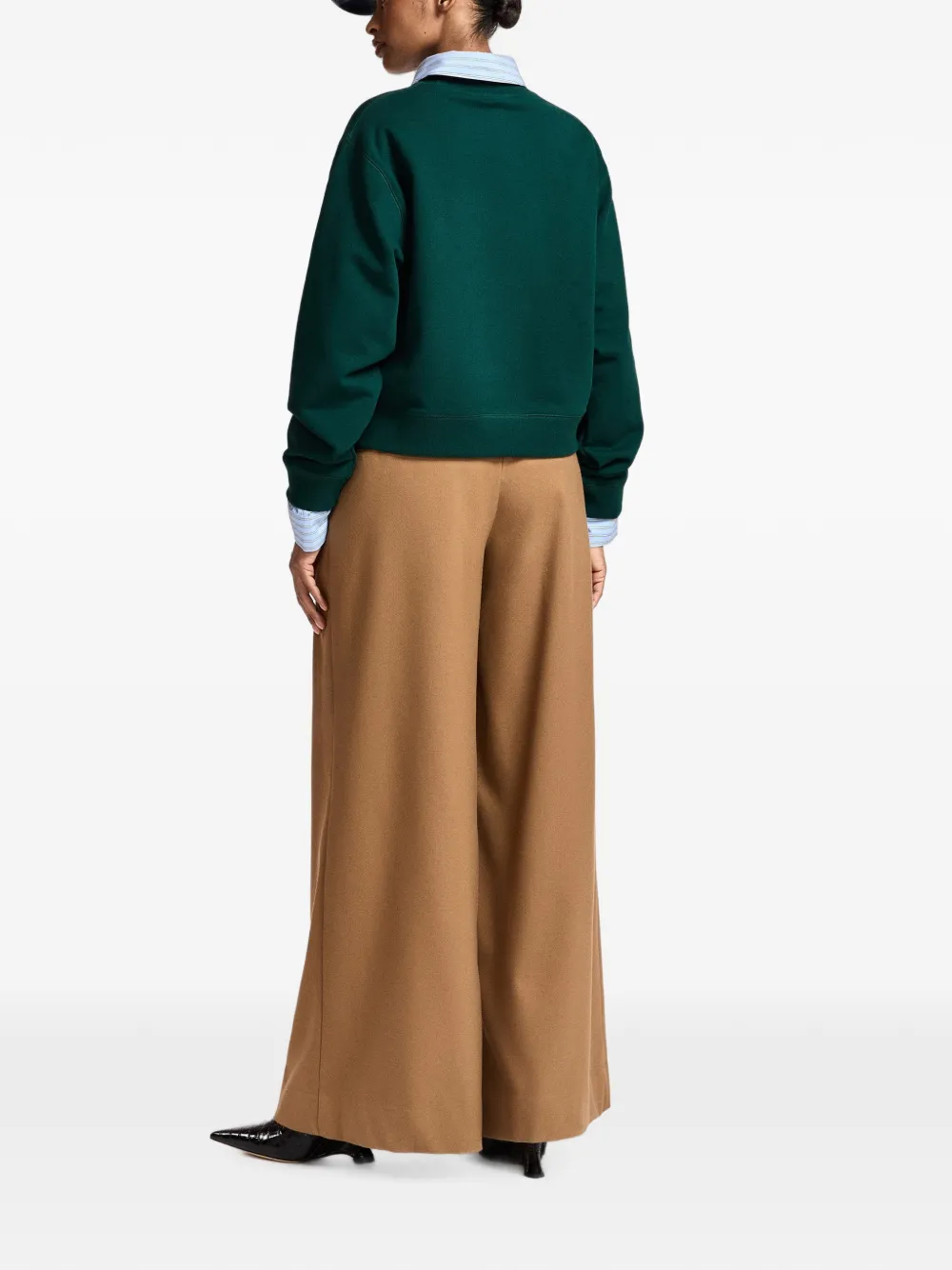 Essentiel Antwerp Broek met wijde pijpen en gedraaide naad Bruin